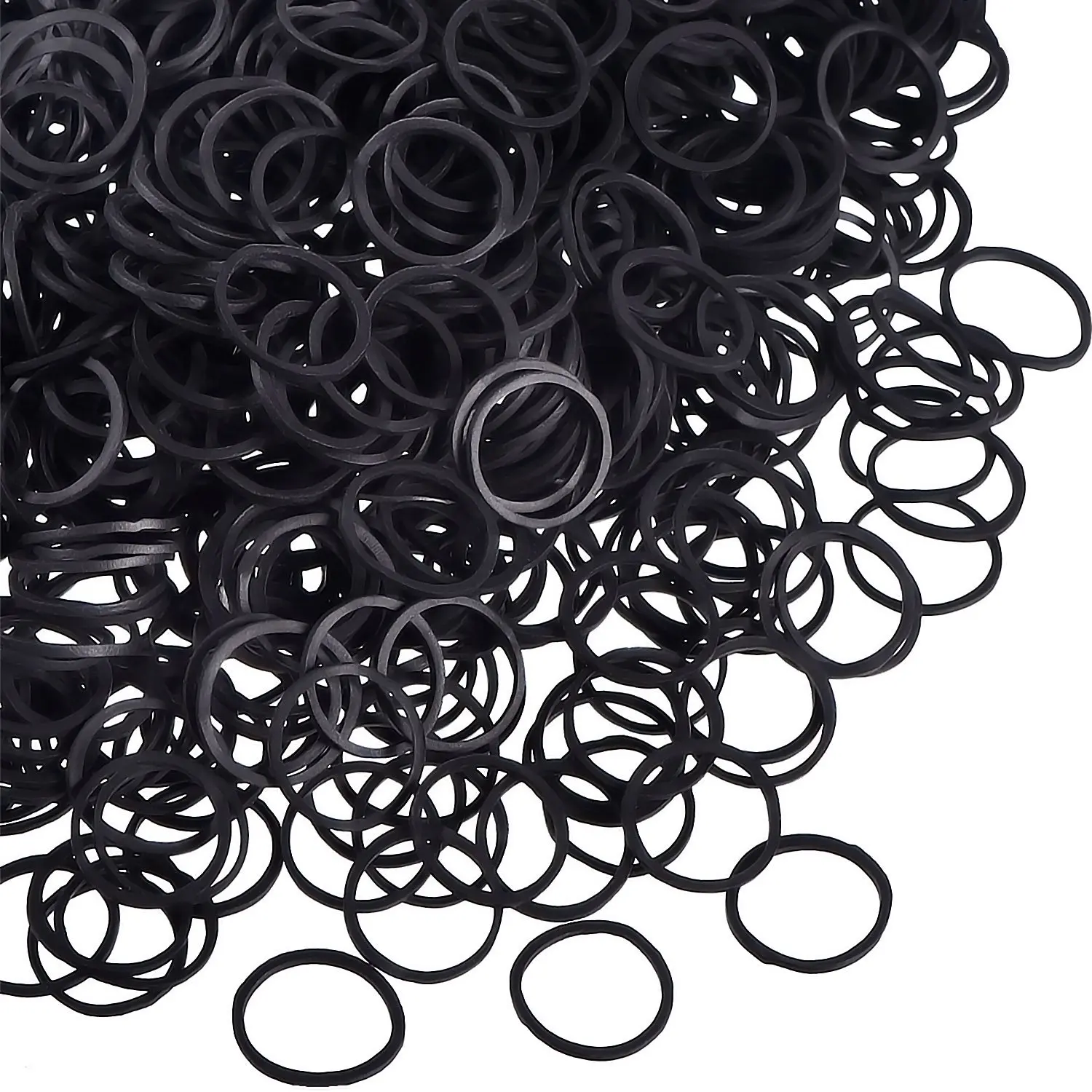 1000 Mini Rubber Bands Soft Elastic Bands for Hair Braids(1.5 cm,Black)