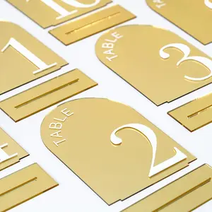 Acrylic Arch Number Wedding Table Numbers Sign with Base, Elegant Acrylic Table Markers for Weddings Parties Anniversaries