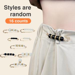 16 Counts Pearl Brooch Pins, Women's Clothing Pin Set, No Sewing Sweater Shawl Safety Pins Cardigan Collar Faux Pearl Dresses Decoration Pant Tightener, Mixed Style Assortment