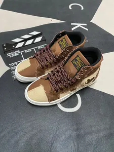 Men's High-Top Skateboarding Shoes, Casual Patchwork Canvas Sneakers, Spring & Fall Fashion Footwear, Unisex Trendy Sports Shoes