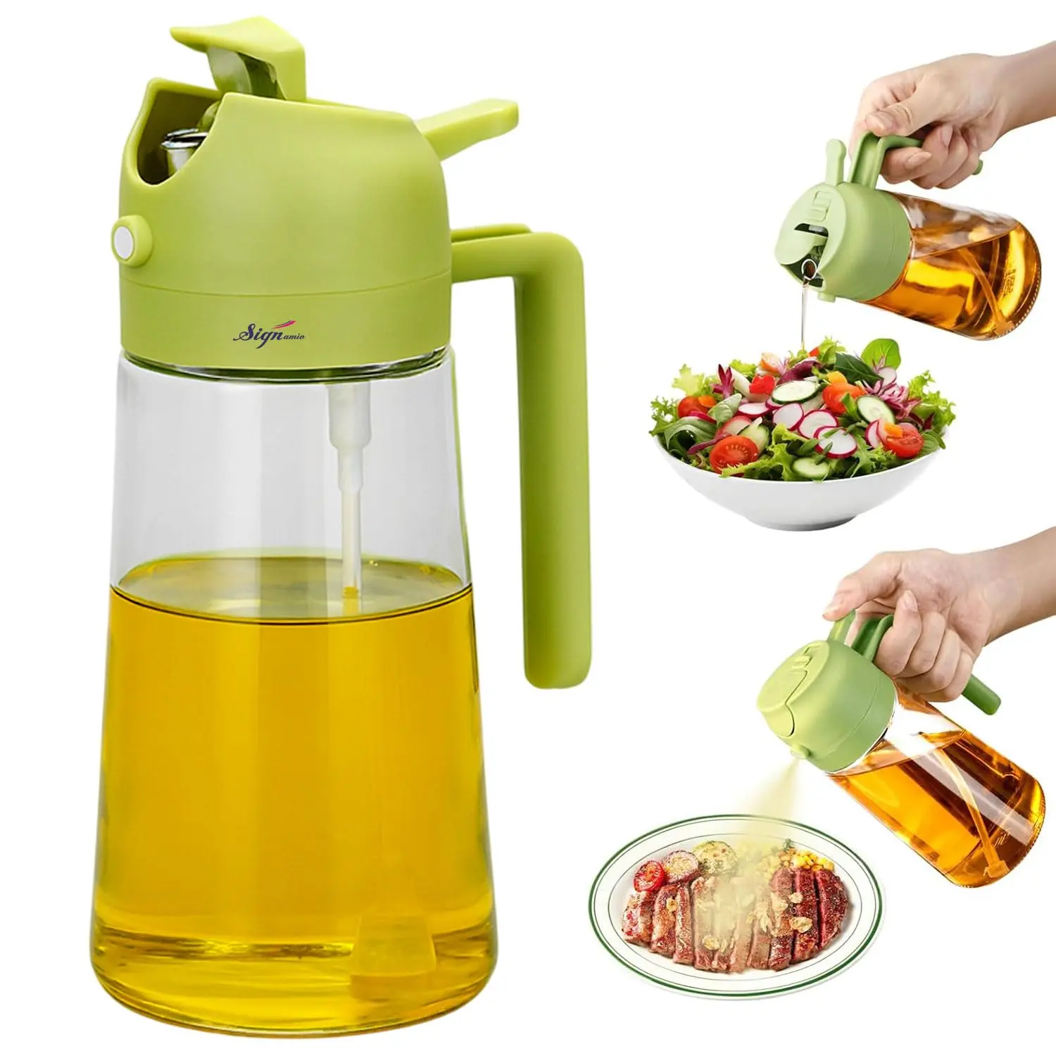 2in1 Glass Oil Sprayer Bottle for Cooking - Versatile Oil Dispenser for Kitchen - kitchen oil bottle - Premium Oil Dispenser for Precise Cooking with Innovative Design for Easy Use and Refill