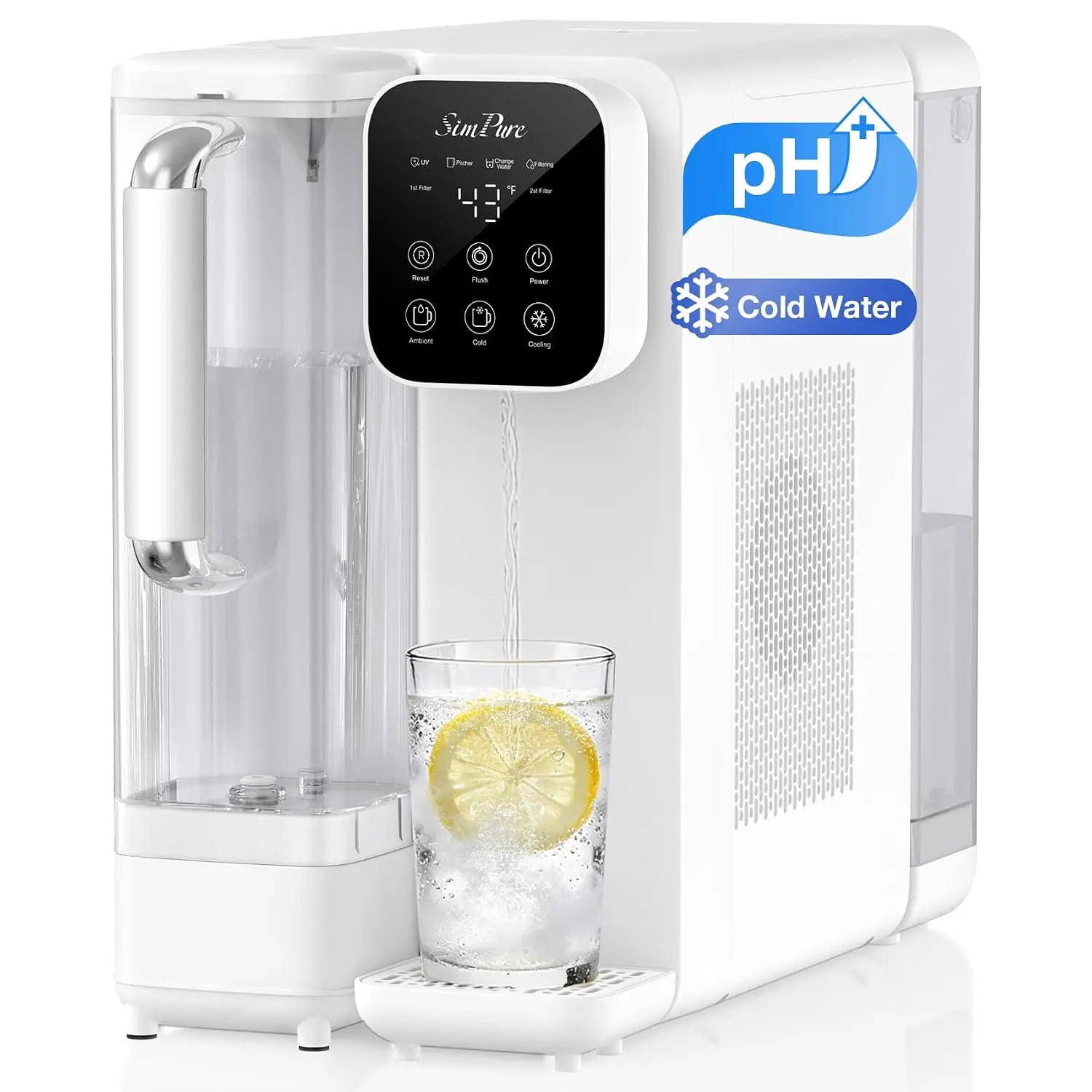 SimPure Y11C-A Cold Reverse Osmosis Water Filter Countertop, UV RO System | 6-Stage Mineralization Filtration System, Instant cold water (43°F to 59°F ), Detachable Pitcher, BPA-Free, No Installation
