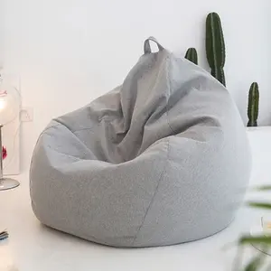 Solid Color Cloth Lazy Lounger Bean Bag Sack Chair Sofa Dust Cover Decoration Blue S