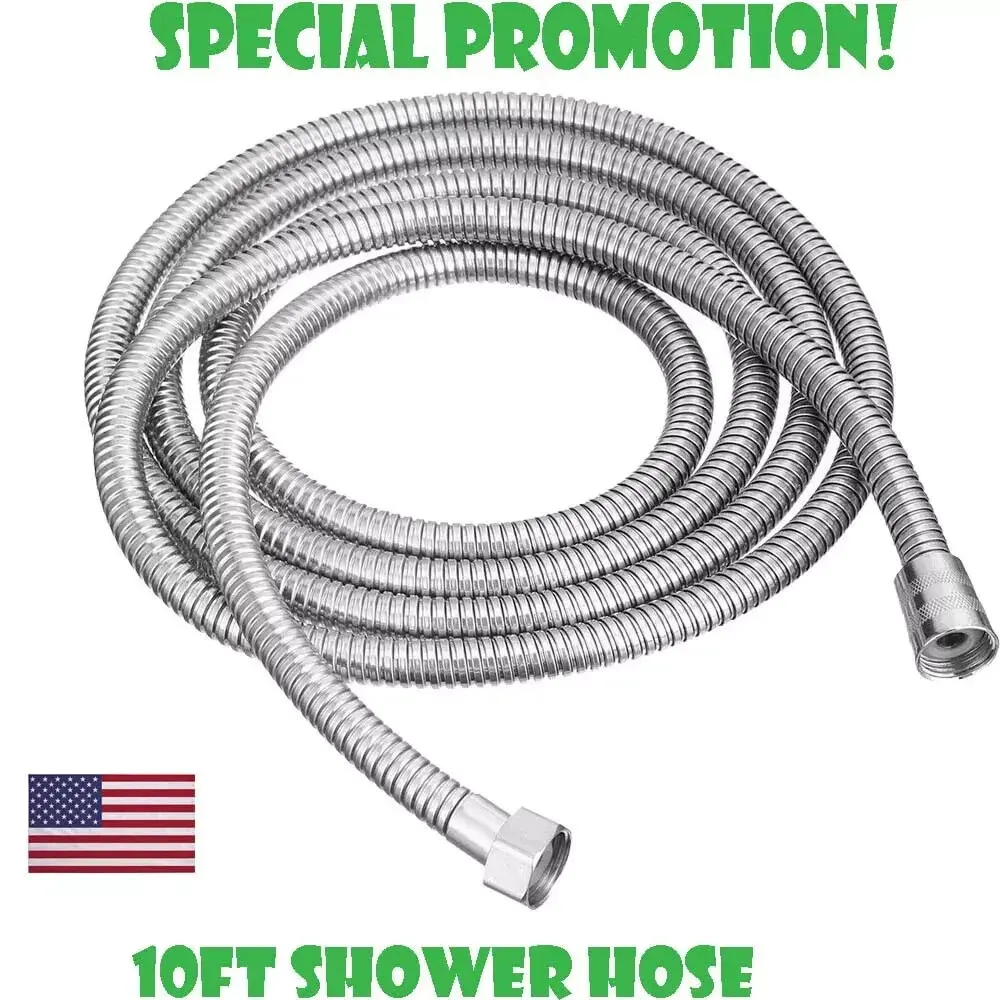 10FT Extra Long Shower Hose, Stainless Steel Flexible Handheld Shower Head Hose for Bathroom