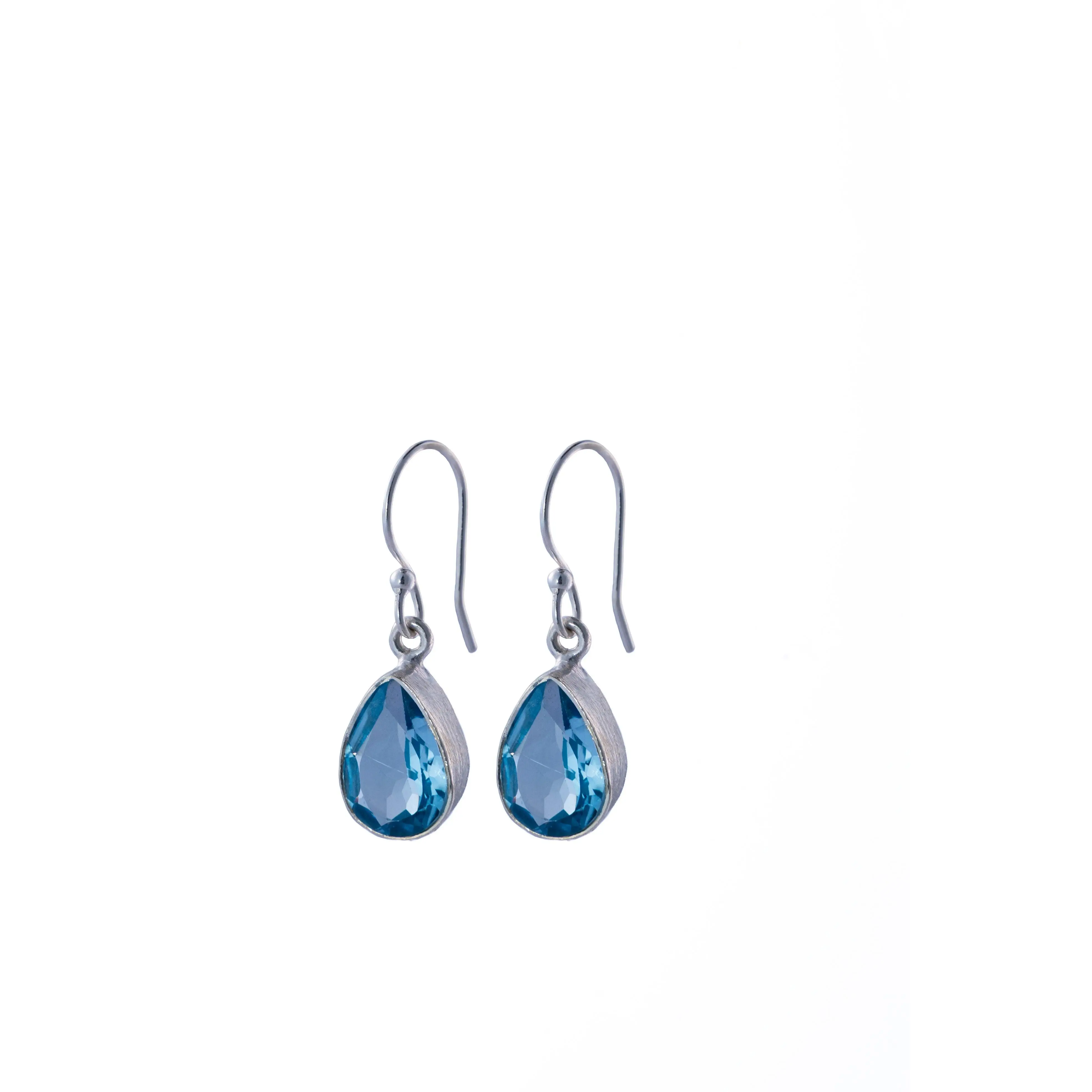 Blue Topaz Tear Drop Earrings 8 Carat in 925 Sterling Silver