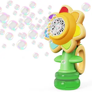 Sunflower Bubble Machine with 7-Color Night Light • USB Rechargeable Handheld Toy for Kids & Adults • Great for Summer, Bath Time & Parties