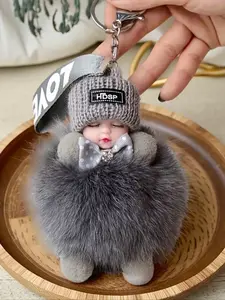 Cute Sleep Plush Doll Keychain, Soft Stuffed Toy Accessory, Perfect Gift for Kids & Adults, Adorable Design for Everyday Use, Teddy Keys