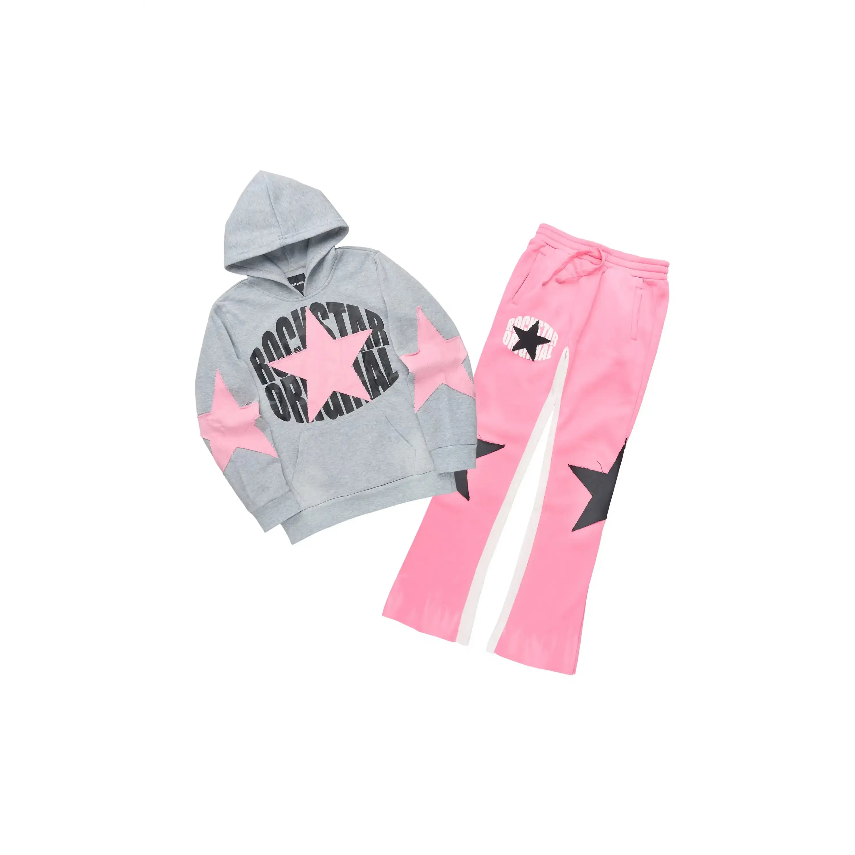 Girls Khaly Grey/Pink Stacked Track Set Girls Khaly Grey/Pink Stacked Track Set