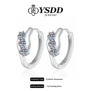 【#474 Holiday&Xmas】Seamless Trilogy Hoop 0.6CT Total vvs Synthetic Moissanite Earrings in 925 Sterling Silver