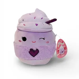 Squishmallow 2026 Tracie the Valentine Latte 8" Plush Toy with Heart Design and Purple Color