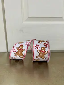 2.5 Inch By 10 Yard Gingerbread Stripe Ribbon