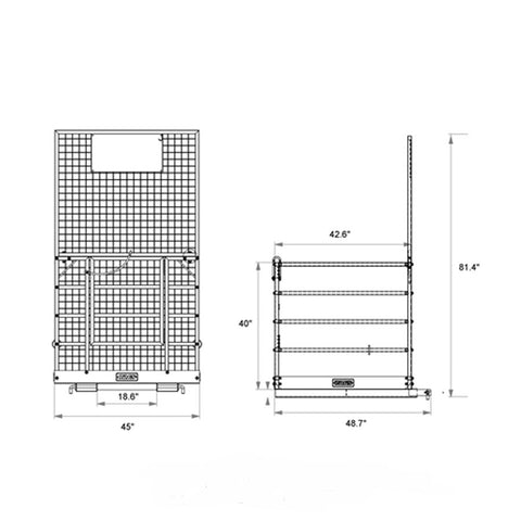 Landy Attachments 48'' x 45'' 2 Person Forklift Safety Lift Platform Cage