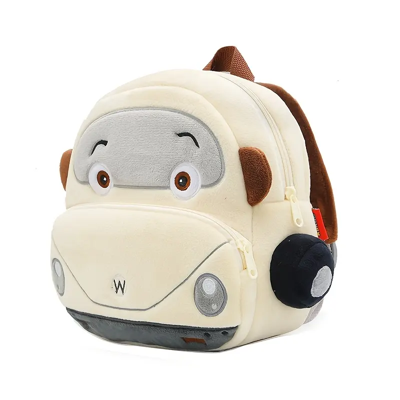 Beetle Cartoon Car Plush Backpack - Lightweight Polyester, Adjustable Straps, Zipper Closure, Embroidered, Hand Washable for College & Travel fengshui ornament heal stone silk  flowers bouquet fake rose artificial Electronic Password-Protected Piggy Bank