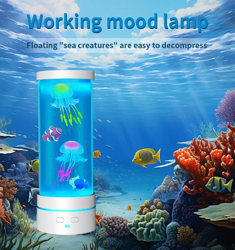 Jellyfish Lamp,17 Color Changing Night Light, USB Jelly Fish Light Lamp,Aquarium Light Desk Lamp for Home Room Bedroom Office,Jellyfish Tank Table Lamp Present Decor for Girls Boys Kids Adults