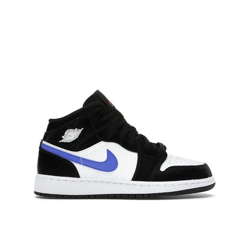 Jordan Kid's 1 Mid Black Racer Blue White, from StockX