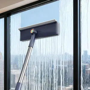 3 in 1 Window Squeegee for Home, Window Cleaning Kit with 60" Extension Pole, Professional Window Cleaner Tool for Outdoor Windows, Glass, Mirrors, Screens with 3 Microfiber Cloths & Screen Brush