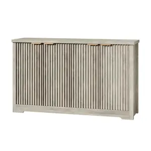 GARVEE Buffet Sideboard Cabinet, Fluted Modern Credenza With Doors & Shelves, Wood Storage Console Coffee Bar Wine Bar Cabinet Table for Living Room, Entryway, Hallway