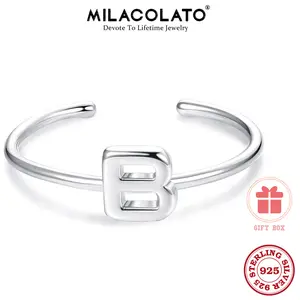 MILACOLATO Sterling Silver Initial Ring for Women Minimalist Letter Ring Charm Stackable Band Adjustable Knuckle Rings