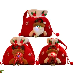 3Pcs Christmas Gift Bags,Reusable Drawstring Gift Bags,Fabric Bag for Christmas Candy Party Favors Holiday