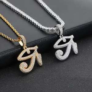 Ancient Egyptian symbol the Eye of Horus pendant Copper zircon personality hip hop pendant necklace accessories