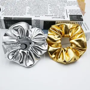 Metallic Scrunchies 2-Pack (Gold, Silver), Gentle No Pull Hair Ties,Sweater Season Hair Accessories, Fashion Hair Accessories for Women & Girls Ponytail Hairstyle