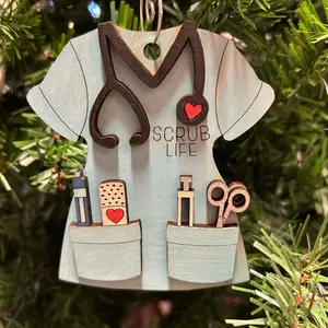 RN Scrub Life Ornament for the Special Nurse in Your Life with Heart and Stethoscope Design
