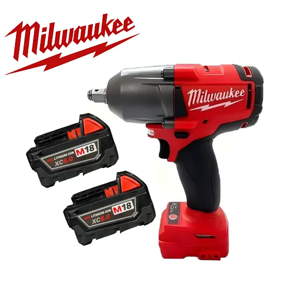 Milwaukee M18 Series Cordless Impact Wrench - 18V 6.0Ah Battery & Charger Included, 900Nm Torque Auto Repair Tool for Automotive, Agricultural, Heavy Machinery Maintenance, Compact Red Power Tool with Overload Protection & Thermal Management, High Torque