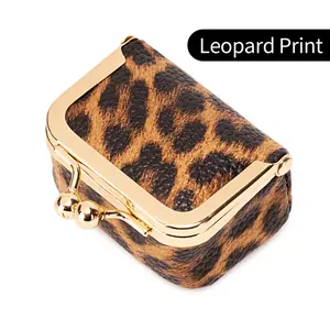 Portable vintage-style coin purse with clasp, Leopard print, mini travel ring box, travel jewelry box, cosmetic storage box, Vintage Storage Organizer, suitable for women's earrings/rings/necklaces/bracelets, small gift for Teacher's Day