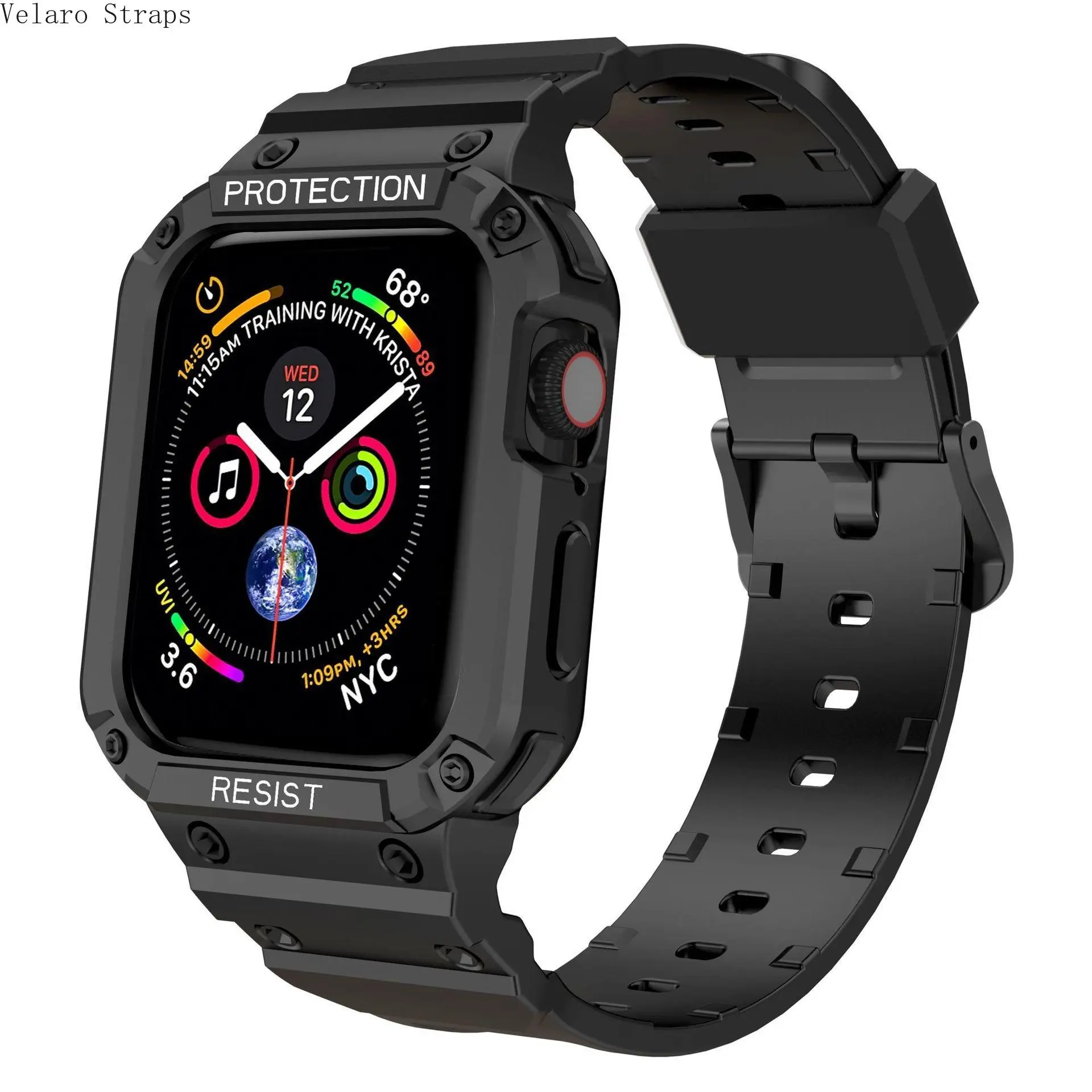 Rugged 2-in-1 Integrated TPU Case + Band for Apple Watch, Shockproof Sport Strap for Series 1–11/Ultra/SE (38–49mm)