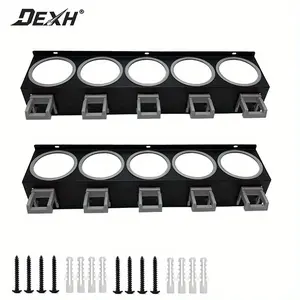 Heavy-Duty Iron Wall-Mounted Spray Bottle & Compound Display Holder - Black Grey Powder-Coated Shelf Rack with Hanging Shelves for Car Detailing Tools Organization - Suitable for Mechanics, Auto Detailers, Spray Bottles & Polish brush holder