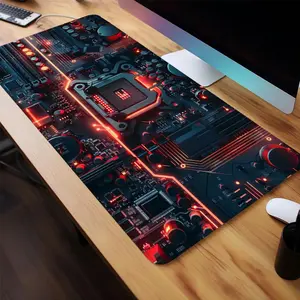 Information Electronic Chip Pattern Mouse Pad, Large Gaming Mouse Pad, Non-slip Rubber Base Stitched Edge Desk Pad for Laptop Desktop, Gaming Mousepad, Gaming Accessory