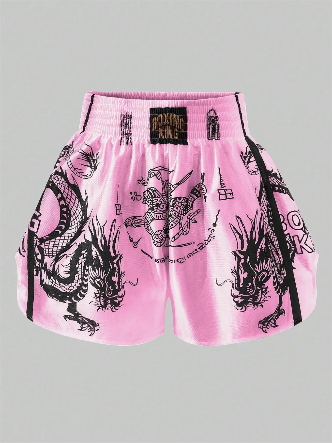 Men's Dragon Print Boxing Shorts, Casual Fitted Design, Drawstring Waist, Perfect for Music Festivals and Trendy Events, Drawstring Sports Shorts, Athletic Shorts, Graphic Print Shorts, Fashion Athletic Shorts, Athletic Wear Shorts