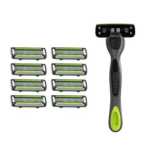 Men's precision manual razor, including 1 razor handle and 8 replacement blades, advanced shaving system, suitable for all skin types, the top choice for men's gifts, gift set for Valentine's Day, Thanksgiving and Christmas