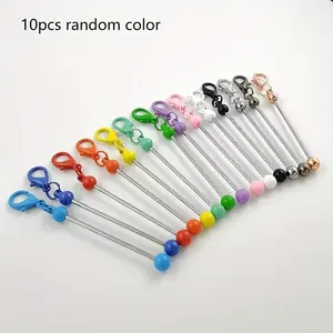 DIY Mini Keychains Set, Creative Bag Accessories, Candy Color Clips, Beaded Series Hanging Decorations, Colorful Jewelry Parts
