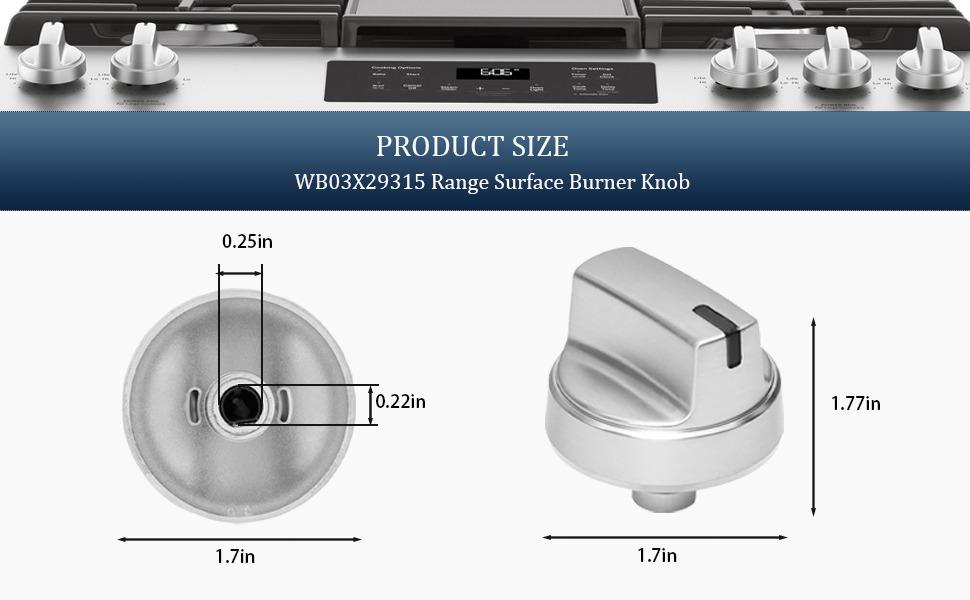 WB03X29315 Knob Compatible with ge Stove Knobs Replacements,Fit Models JGP5030SLSS JGP5036SLSS JGP5030SL1SS JGP5036SL1SS, Cooktop Knobs Replacements Gas Range Oven Surface Burner Control Knob 5Pcs