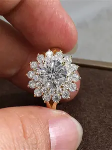 1 PC Glamorous Cubic Zirconia Ring For Women Wedding Engagement Valentine's Day Party Gift Round Cut Rings