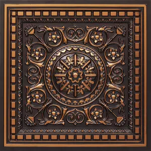 From Plain To Beautiful In Hours Da Vinci 2 ft. x 2 ft. PVC Coffered Lay-in Faux Tin Ceiling Tile - #215 - (Pack of 25) / 100 sqft