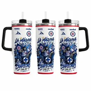 Stylish Reusable Cruz Azul Inspired Tumbler, 40oz-30oz La Máquina Campeón Liga MX 2026 Soccer Fan Drinkware, Blue White Football Cup, Game Day Gift For Mexican Soccer Fans (No Straw Included)