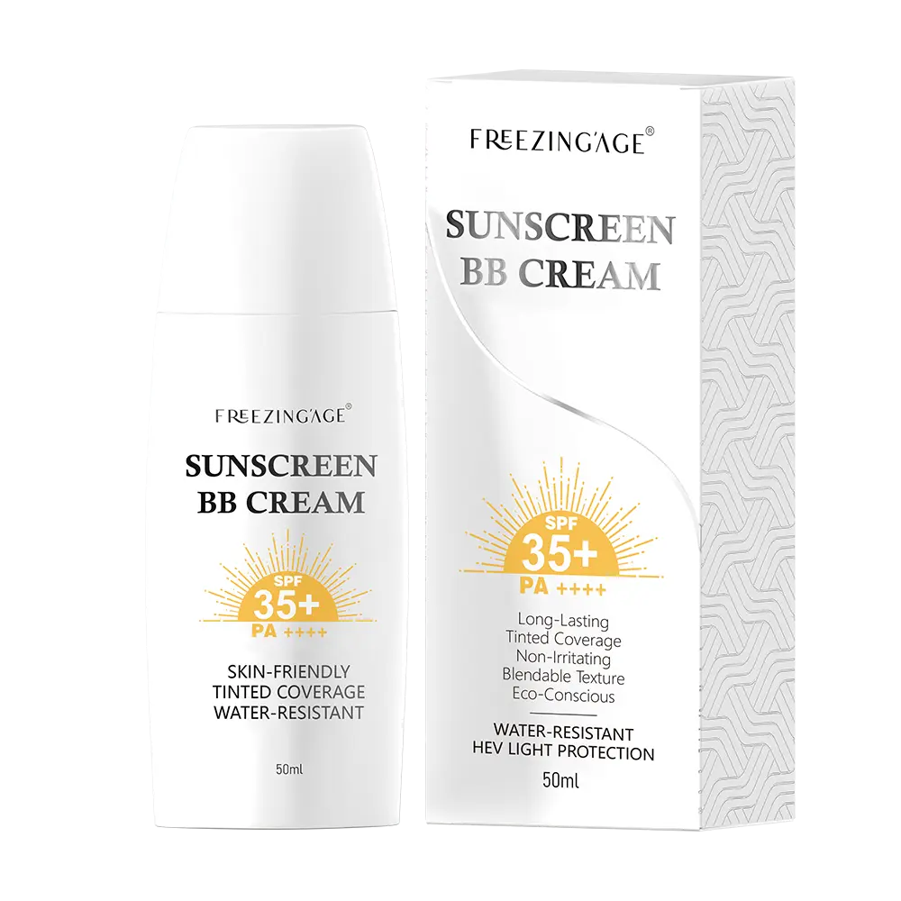 FREEZINGAGE Sunscreen BB Cream SPF 35+ PA++++ 50ml Skin-Friendly Tinted Coverage Water-Resistant Non-Irritating Eco-Conscious Protection