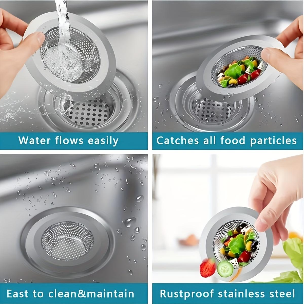 4-piece stainless steel kitchen sink filter -4.5-inch wide edge stainless steel drainage basket, double-layer sink drainage collector, suitable for standard bathroom, toilet, and kitchen drainage filters Drain Strainer Bags