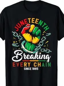 Men's 180g Juneteenth All Over Print T-Shirt - 1865 "Break All Chains" Design, Bright Green & Yellow Fist Symbols, African American Freedom Tee, Medium-Stretch Shiny Fabric, Buzzer Beater Tee, Size S,frisco orange tshirt, big deborah,world tshirts