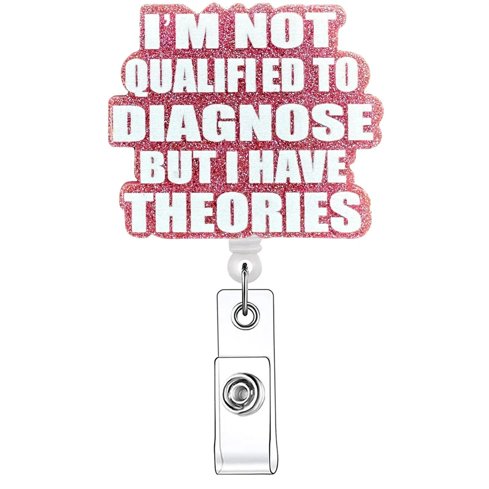 Retractable Badge Reel, 1 Count Acrylic ID Holder Reel with Clip for Nurses, Doctors, Students & Office Staff, Identification Badge Supplies