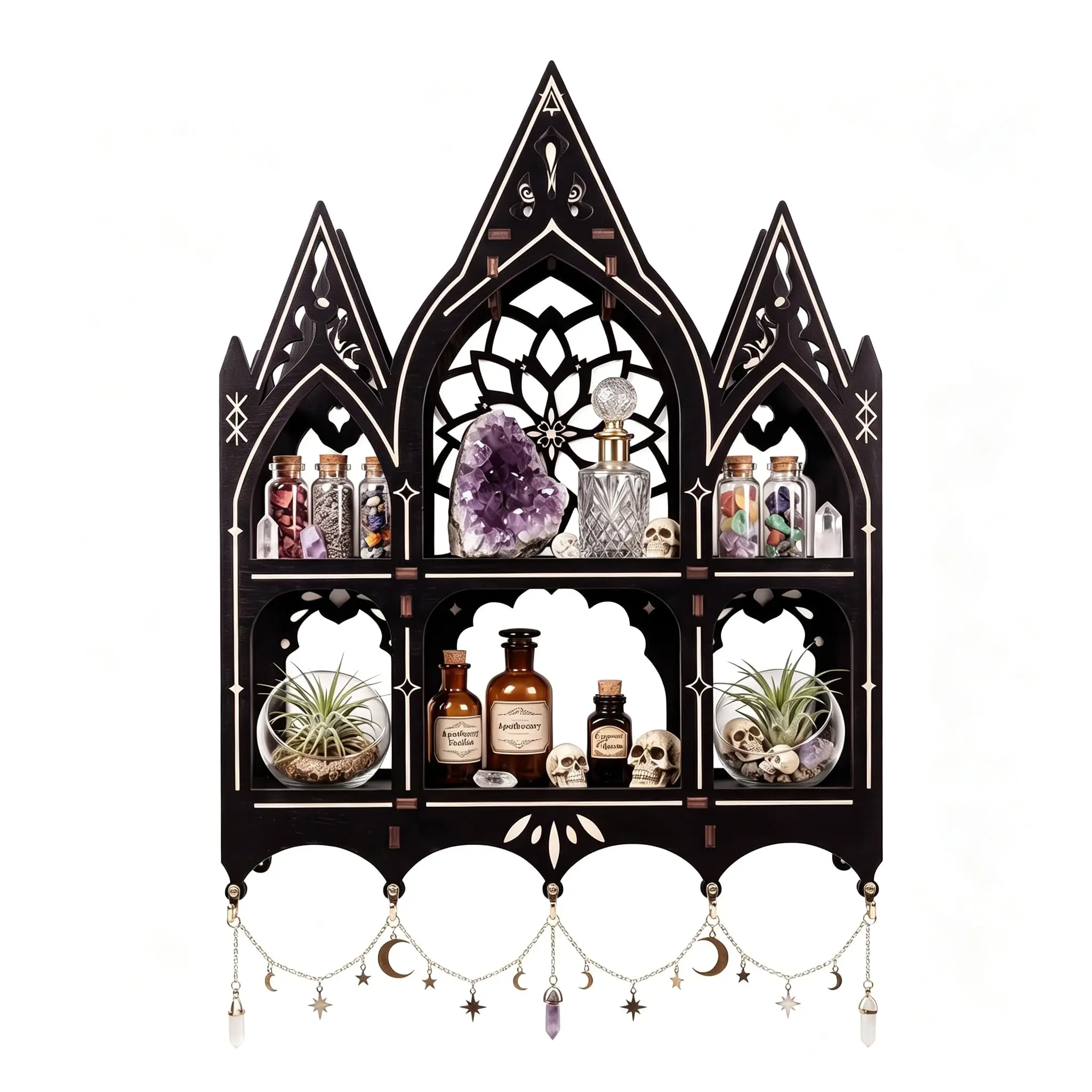 FNYDOX [Floating Shelf]1pc Gothic Church Wall Shelf - Handcrafted Wooden Baroque Decor With Intricate Carvings, Vintage Home Accent For Living Room & Entryway, for halloween Decor, Gift For Halloween