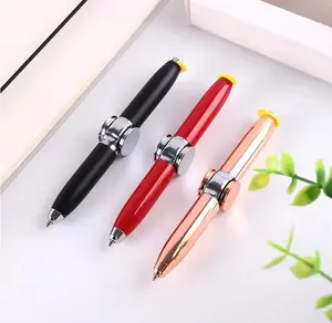 Fidget Pen Spinner Pen with LED Light Multi Functional Cool Anxiety Pen Help Stress Reducer Thinking Ballpoint Pen Rotating Anti Stress Anxiety Gift Pen for Business (Black, Rose Gold, Silver)