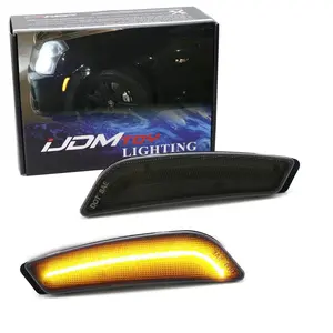 iJDMTOY Smoked Lens Amber Full LED Front Side Marker Light Kit For 2003-07 Cadillac CTS, Powered by 30-SMD LED