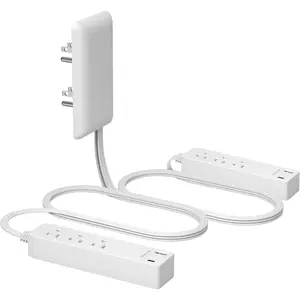Outlet Extender with 3 Receptacles, 2 Power Strip with USB Type-A and Type-C Charger, USB Port, Ultra-Thin Wall Plate Plug with Cord Extender, 3-Outlet Power Strip, 3ft Cord, ETL-Listed, White
