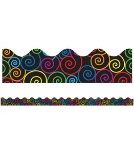 Rainbow Swirls Scalloped Bulletin Board Borders