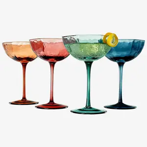 Martini & Champagne Luxury Angled Coupe Glasses 6 oz | Set of 4 | Muted Colored