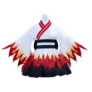 Flame Kimono Cosplay Costume Japanese Anime Lolita Kimono Maid Cosplay Uniform Dress Outfit Adult Costume Use