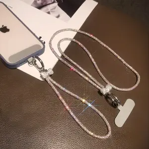Vibrant colored bow with full diamonds, women's phone strap. Insta-chic, luxurious, petite, elegant, short wrist strap, long neck strap. Trendy Phone Charm, Phone Accessories, Phone Sling